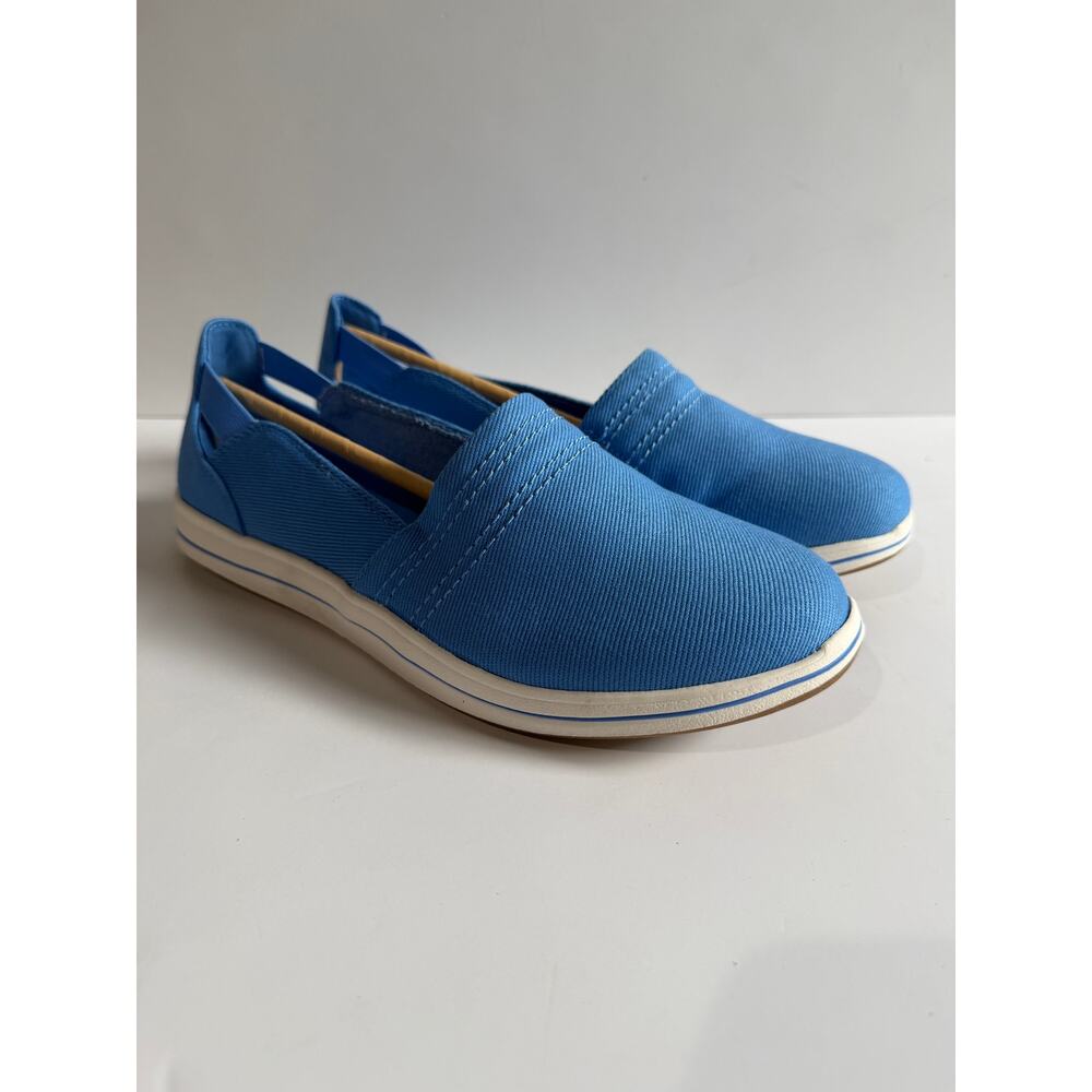 Clarks Cloudsteppers Breeze Step II Slip On Sneakers Blue Canvas Sz 9 WIDE NEW - Picture 4 of 8